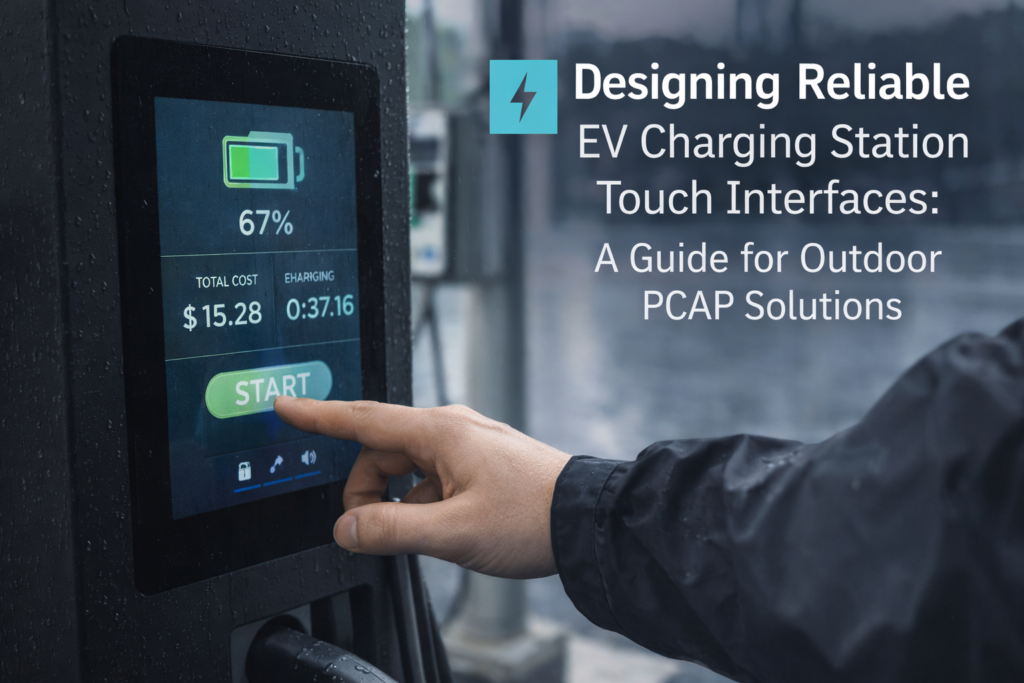 Optical bonding reduces glare for outdoor EV charger touchscreen
