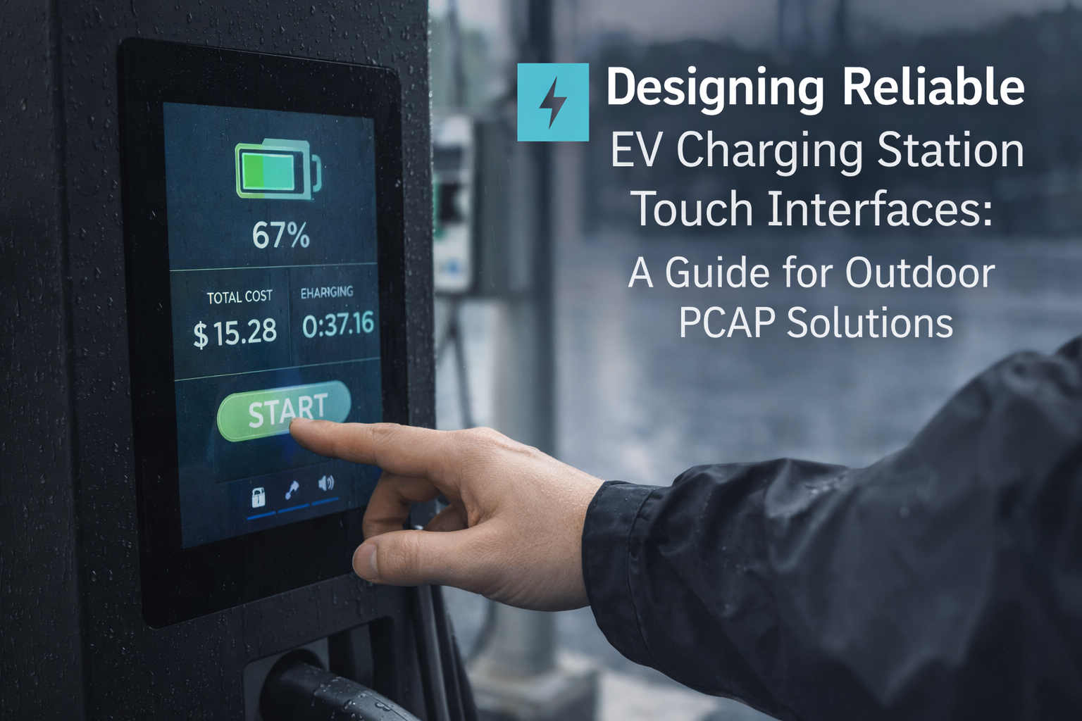 Optical bonding reduces glare for outdoor EV charger touchscreen