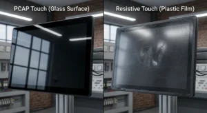 resistive-touch-screen-plastic-layer-scratches-pressure-marks.