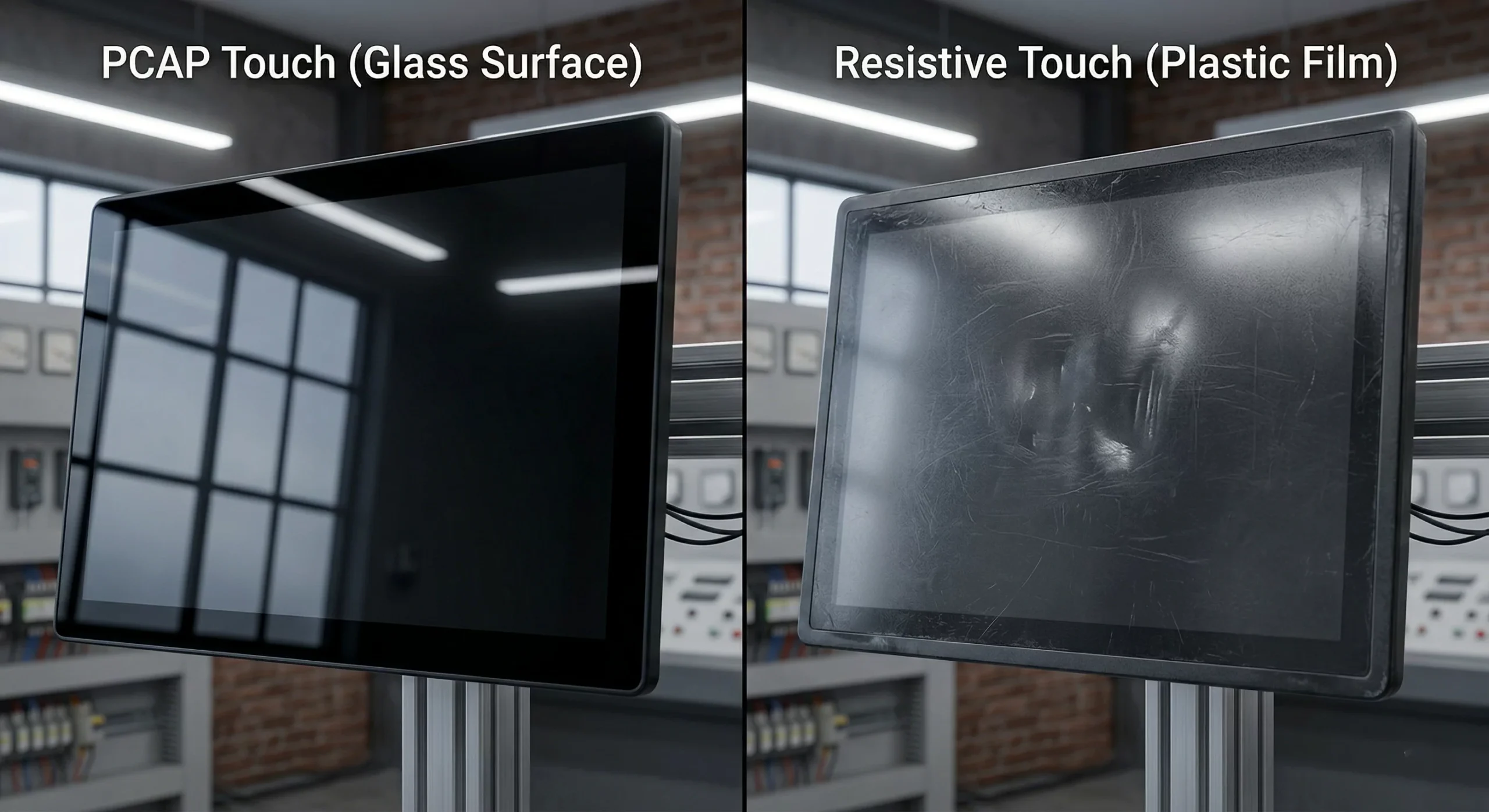 resistive-touch-screen-plastic-layer-scratches-pressure-marks.