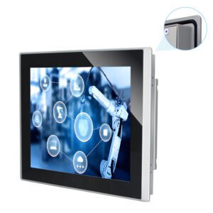 24 inch panel mount touch screen monitor installed in an industrial control cabinet