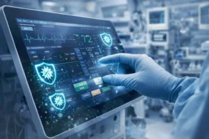 Medical touch screen with antimicrobial coating designed for frequent cleaning and clinical environments