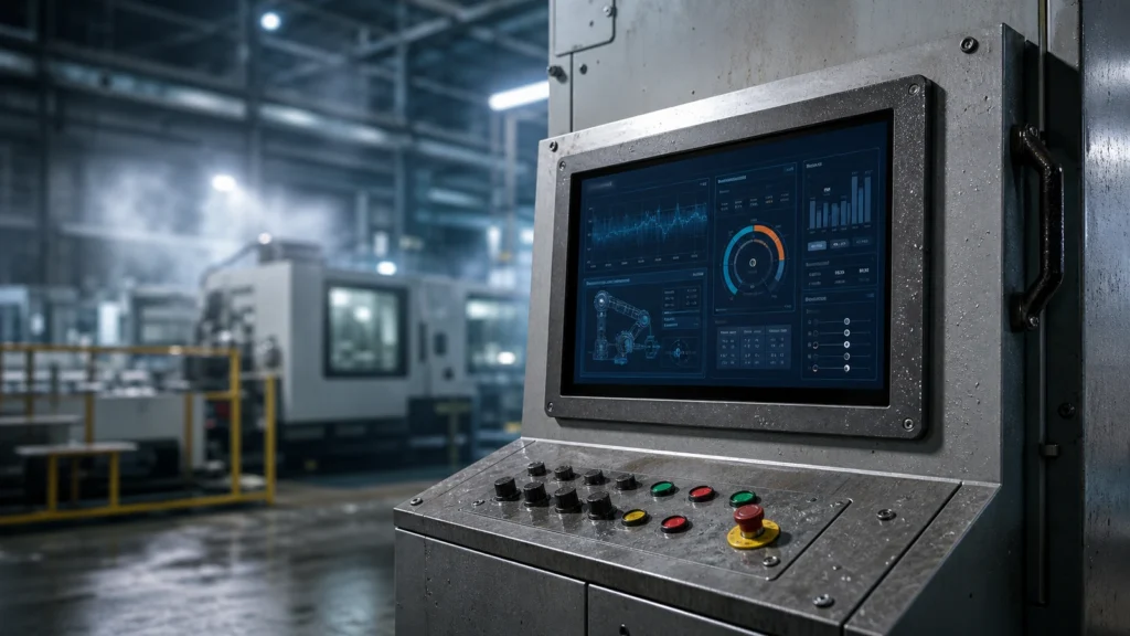 Rugged industrial touch screen monitor for harsh factory and outdoor HMI environments