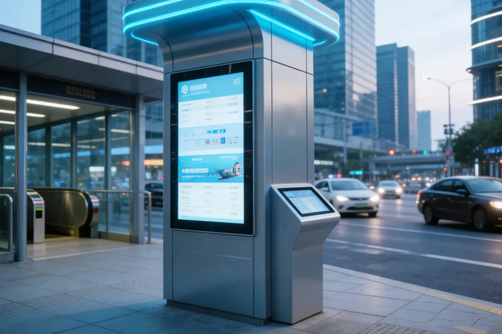 Self-service kiosk touch screen features including sensitivity durability sunlight readability and interference resistance