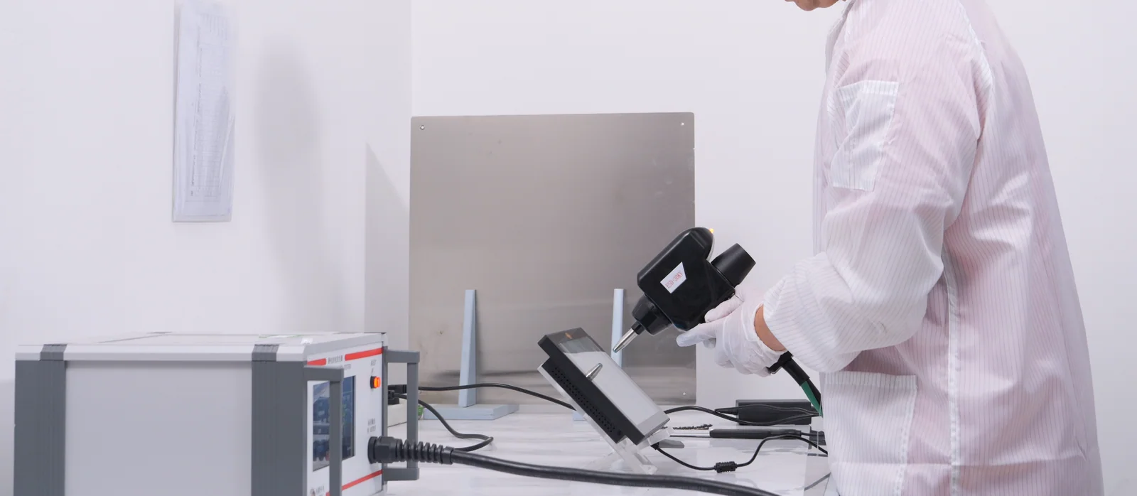 EverGlory engineer performing internal ESD verification on a touch display sample