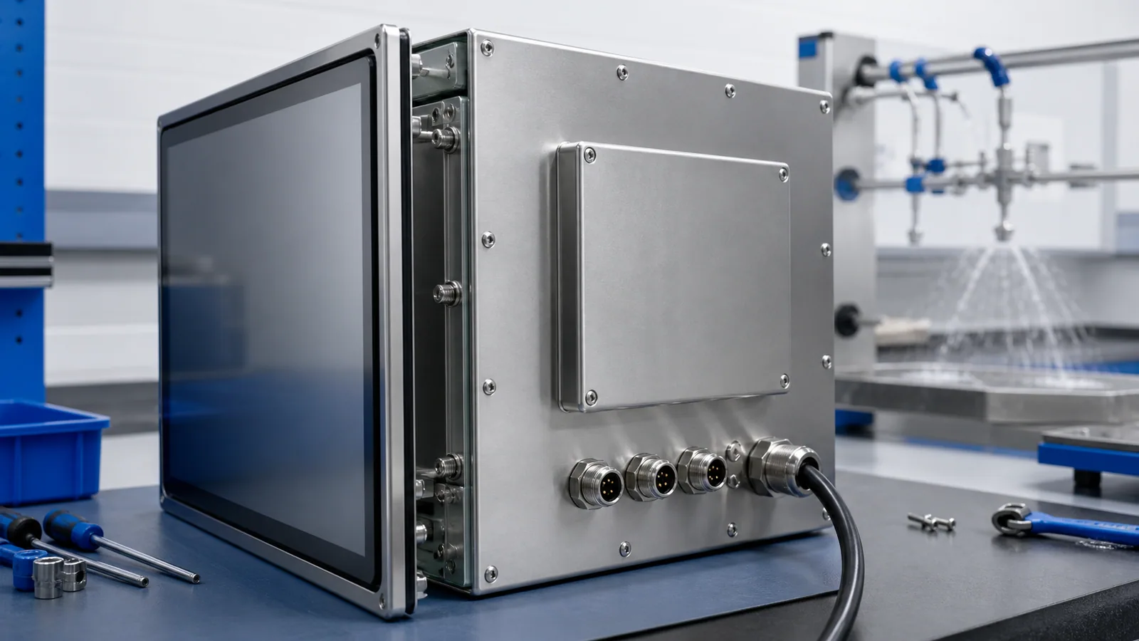 Structure de joint et connecteurs pour écran tactile IP65