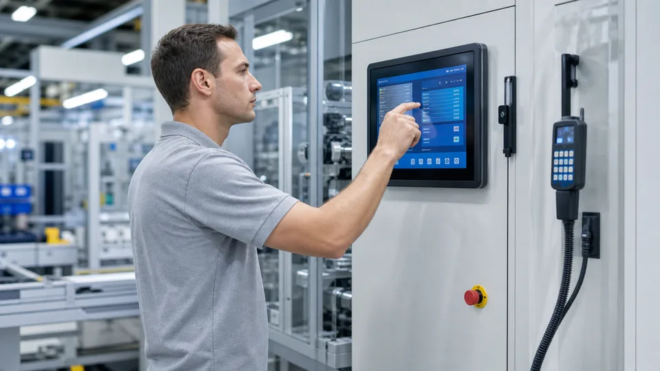 Touchscreen HMI integrato in una macchina industriale
