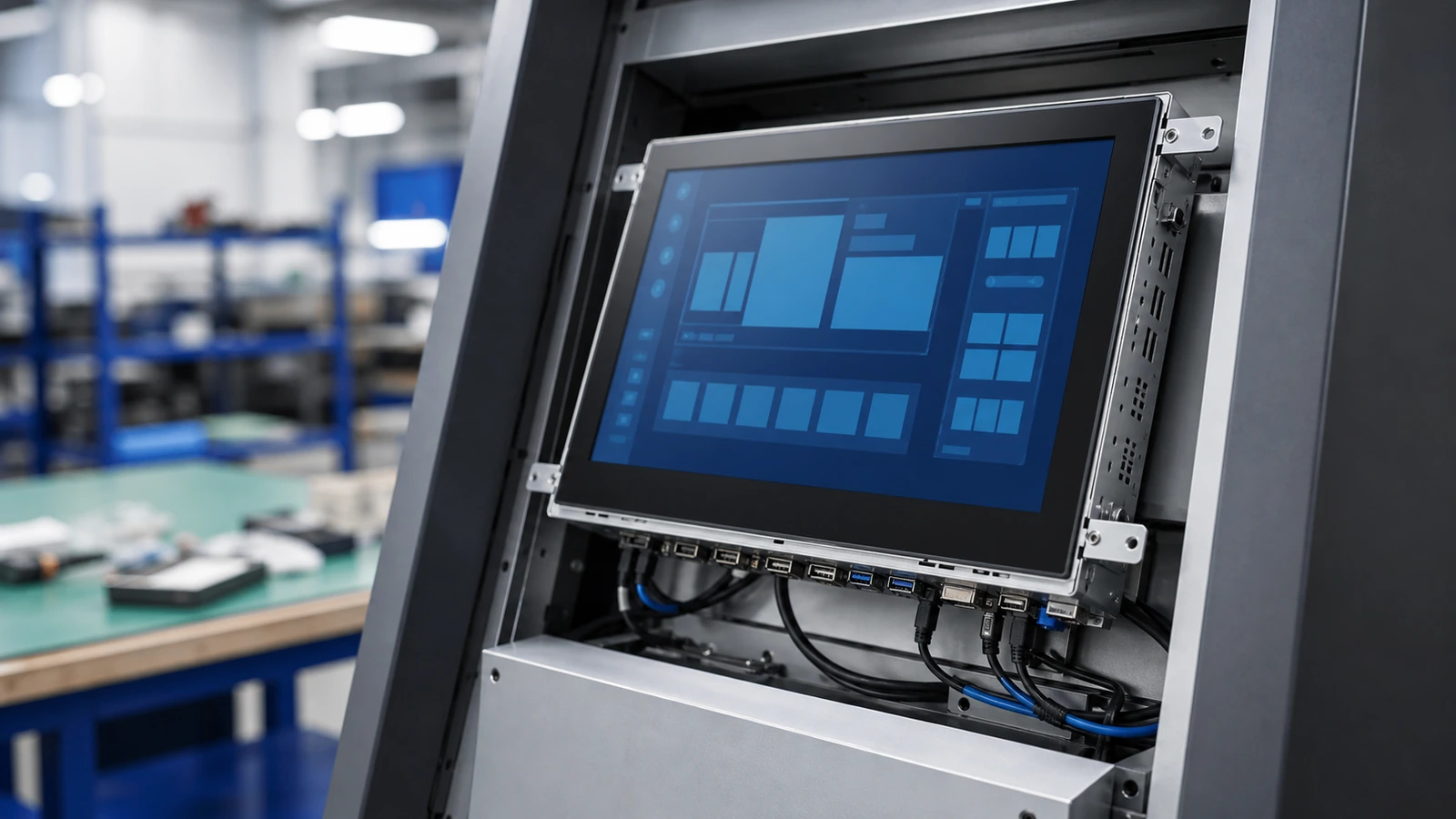 Monitor Open Frame integrato dietro il frontale di un chiosco