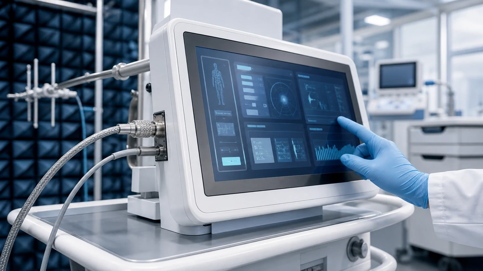 Illustrative medical equipment touch display integration environment