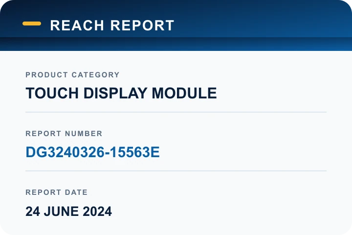 REACH report metadata for touch display module DG3240326-15563E dated 24 June 2024