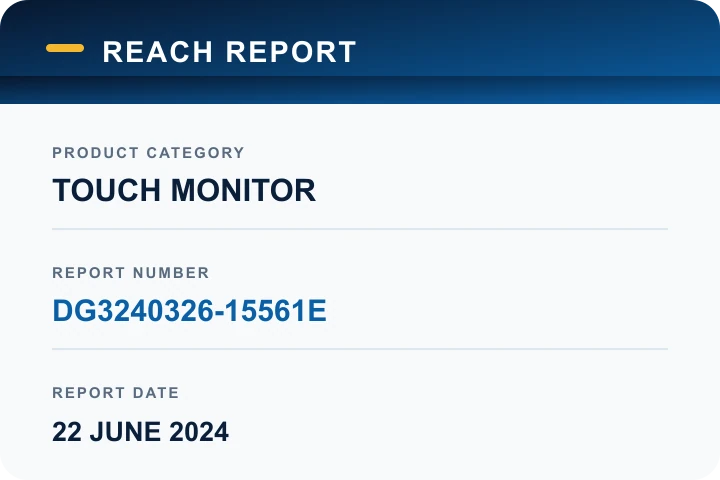 REACH report metadata for touch monitor DG3240326-15561E dated 22 June 2024
