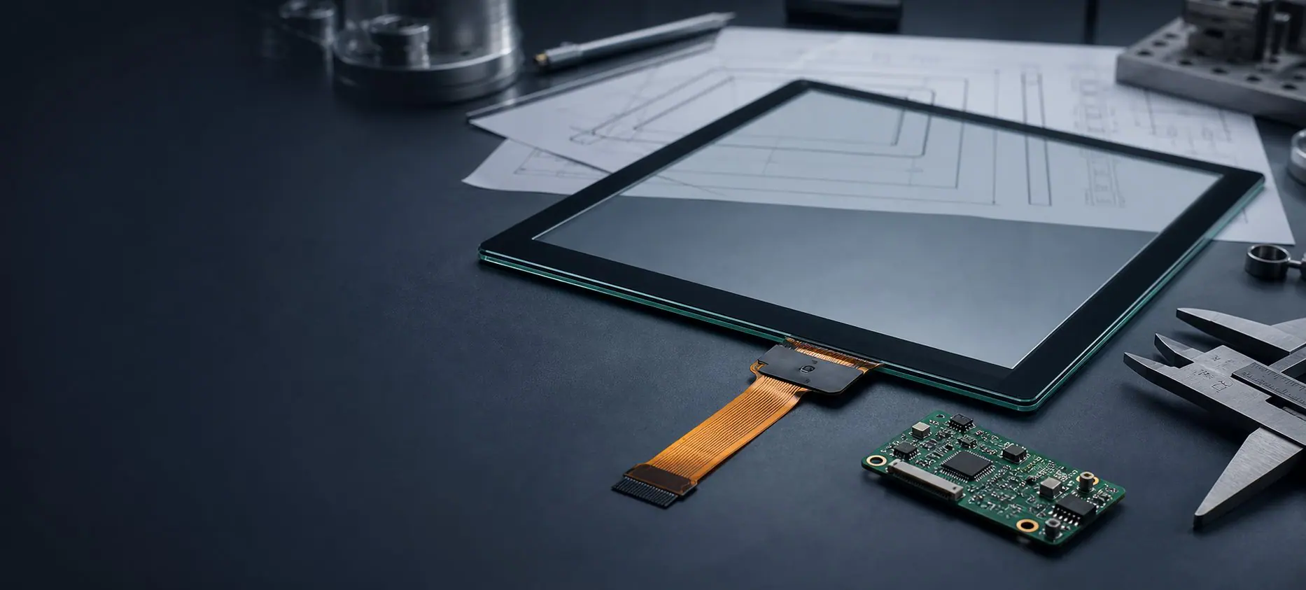 Custom projected capacitive touch panel with cover glass and controller support